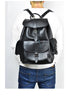 large leather backpack black full grain travel