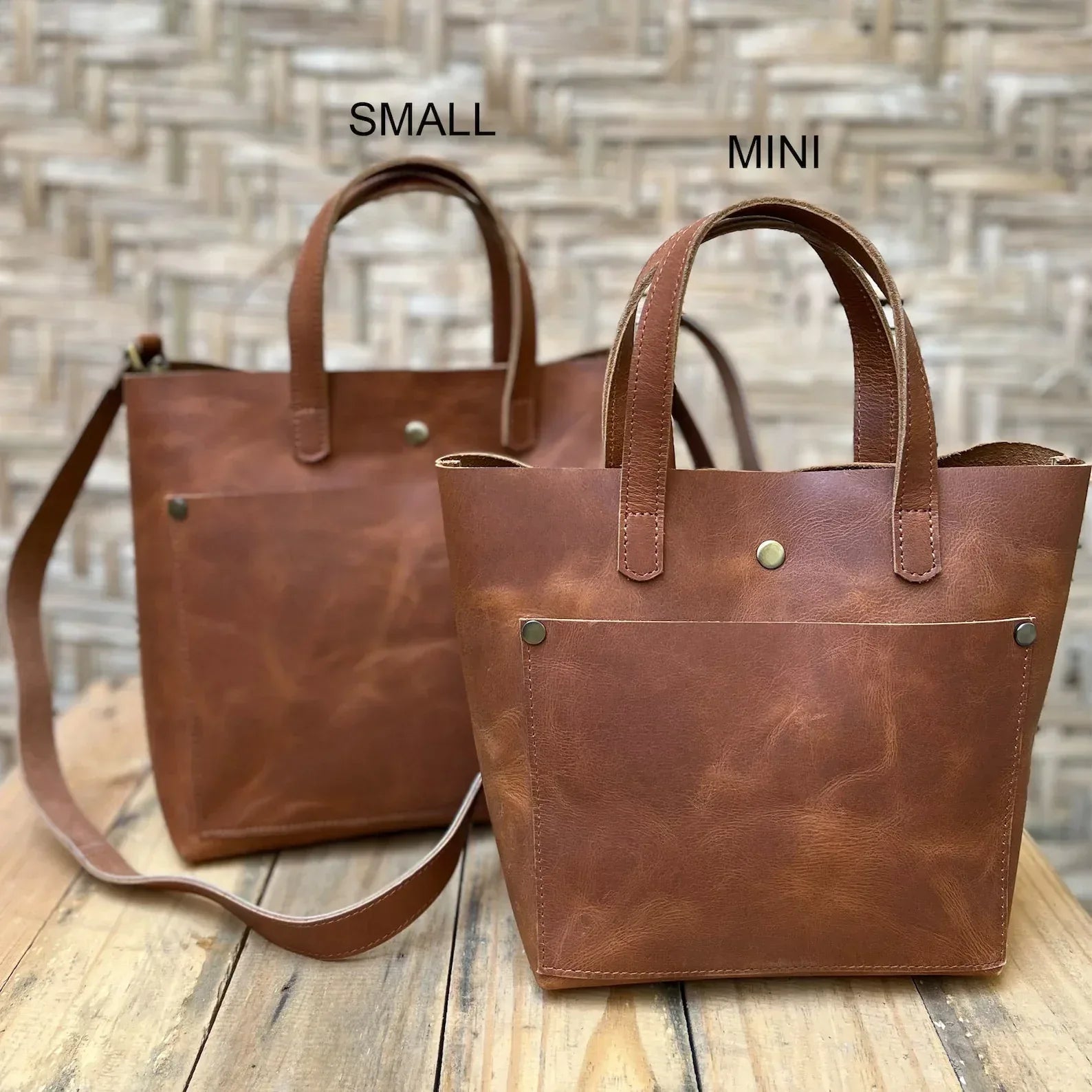 Minimalist leather tote bag for women work handbag