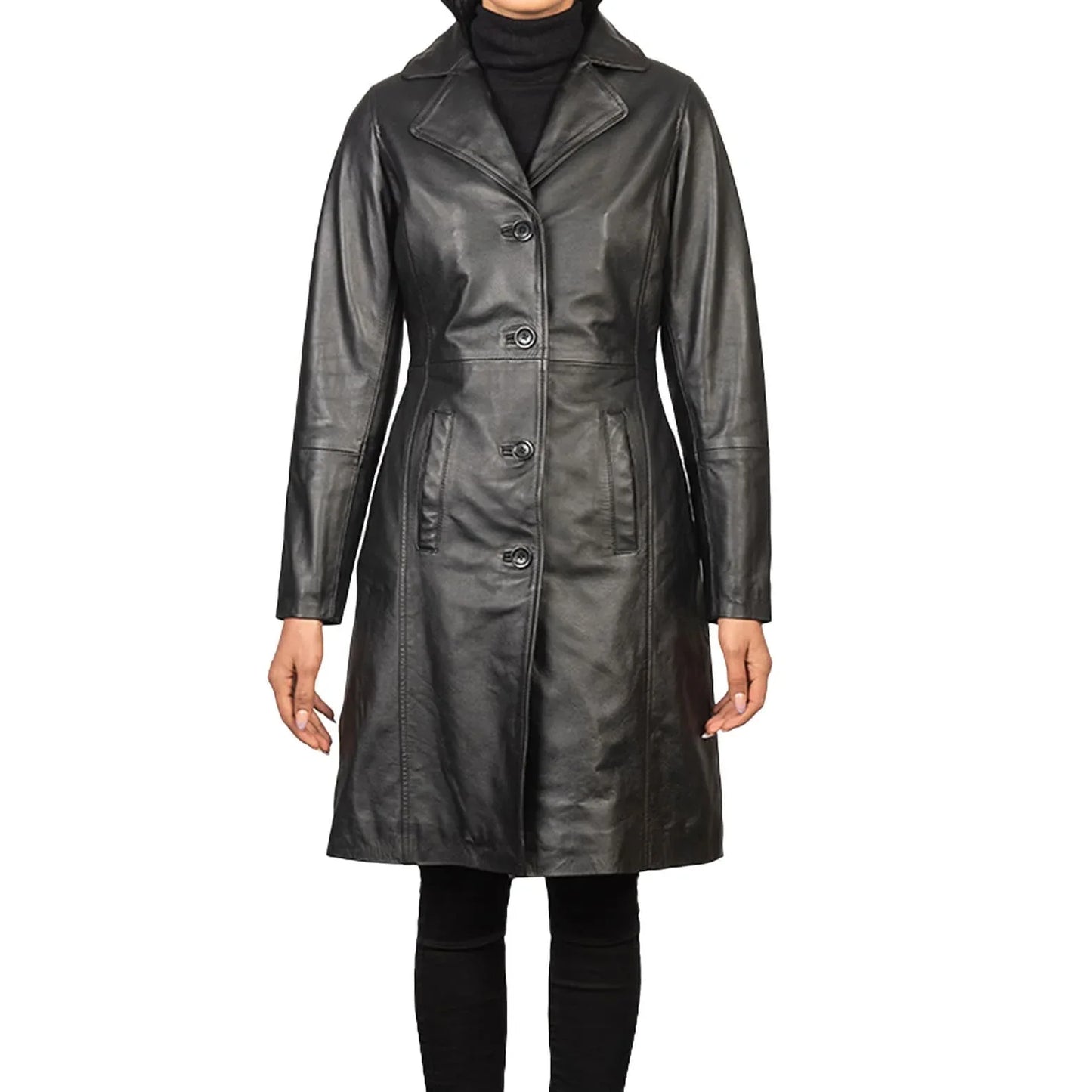 Genuine Leather Ladies Long Coat