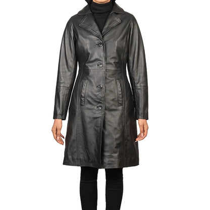 Genuine Leather Ladies Long Coat