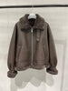 Women's Brown Fur Lined Lambskin Bomber Jacket