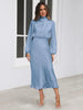 High Neck Long Sleeve Bridal Maxi Dress