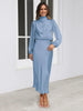 High Neck Long Sleeve Bridal Maxi Dress