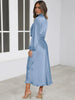High Neck Long Sleeve Bridal Maxi Dress