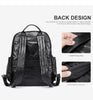 Genuine Black Leather Men’s Backpack with Trolley Sleeve