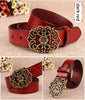 women’s genuine leather carved floral belt