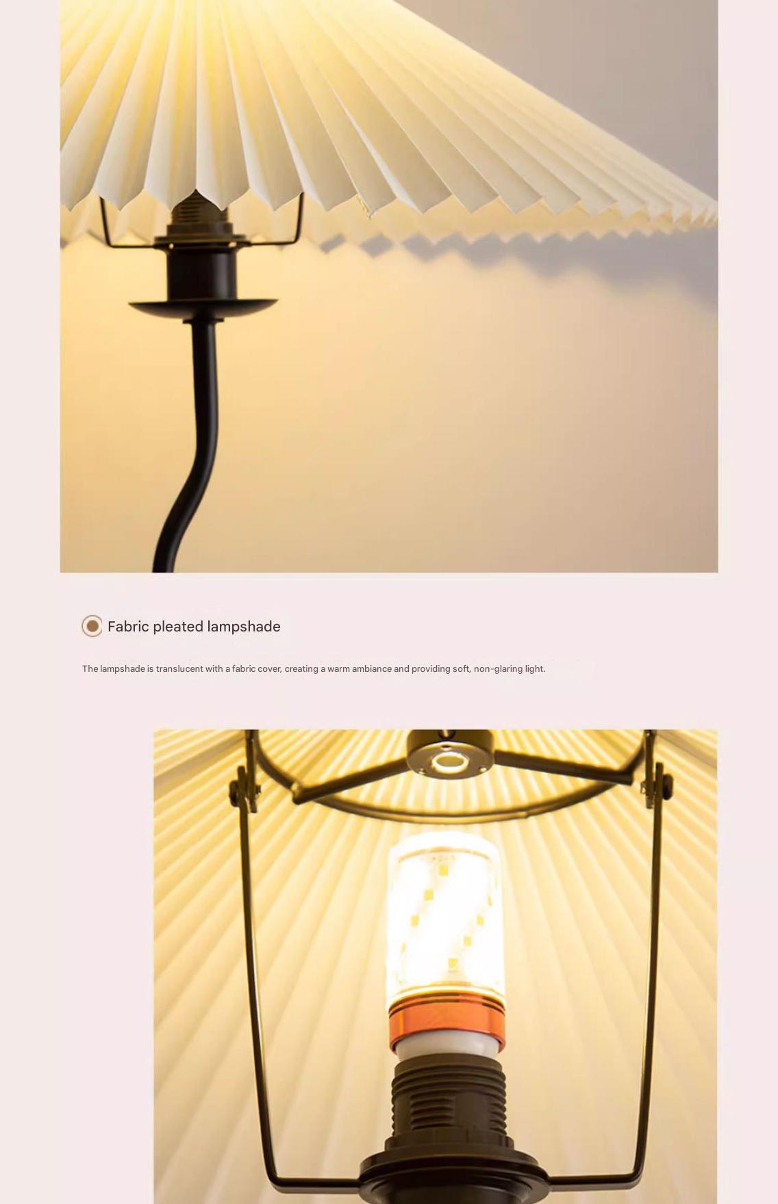 Vintage pleated fabric standing floor lamp