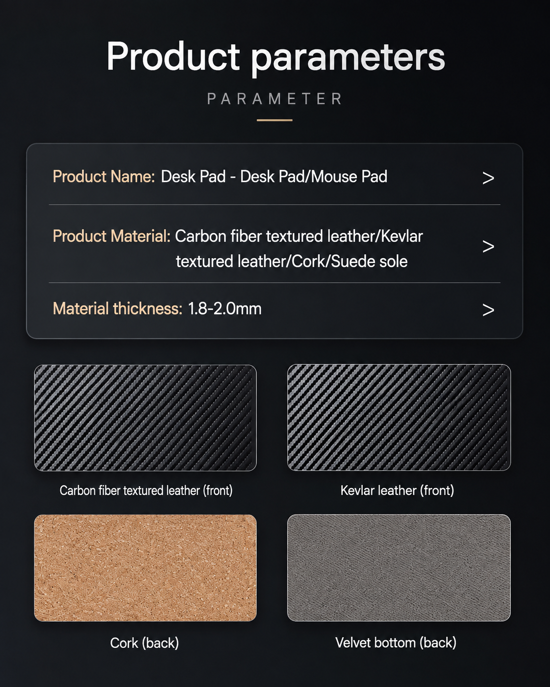Gaming desk mat features a black textured surface designed for smooth mouse movement across home and office workstations.