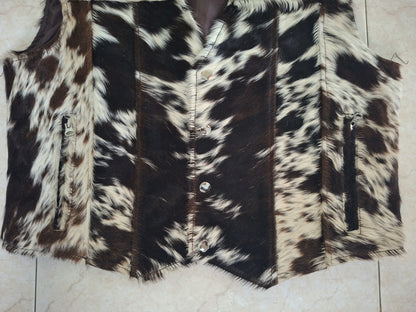 Cowhide Vest in Tricolor Hair-On Hide for Men and Women