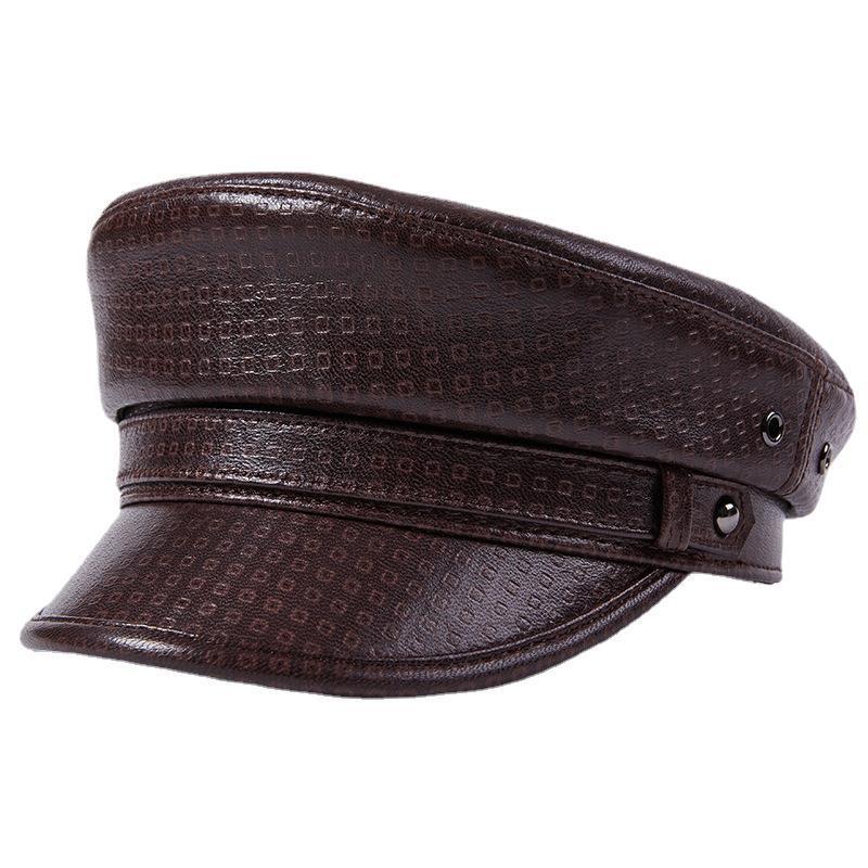 Genuine leather men's captain's cap