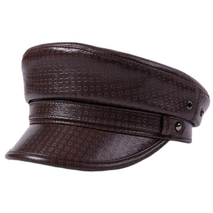 Genuine leather men's captain's cap