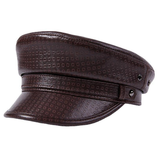 Genuine leather men's captain's cap