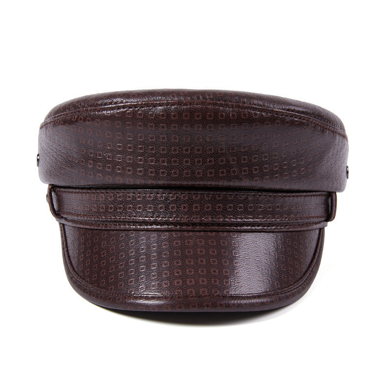 Genuine leather men's captain's cap