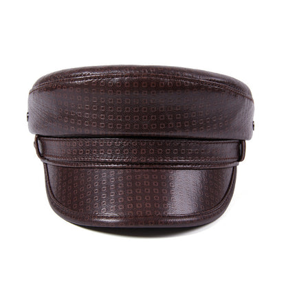 Genuine leather men's captain's cap