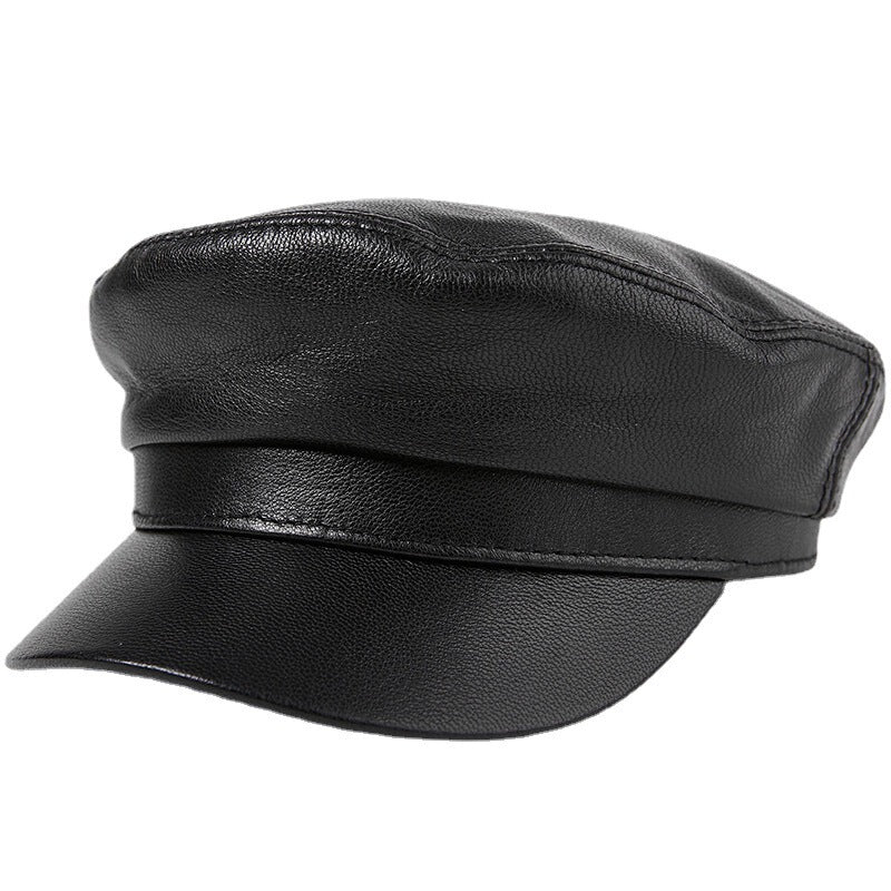 Genuine leather captain's cap for men
