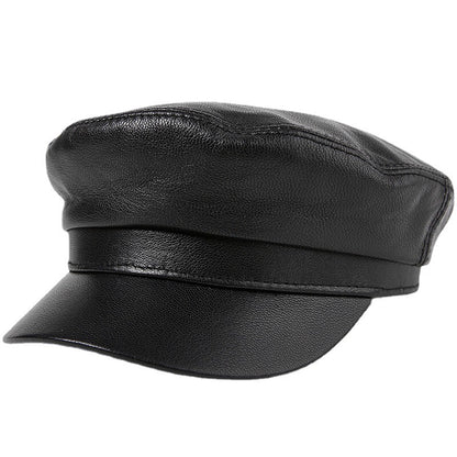 Genuine leather captain's cap for men