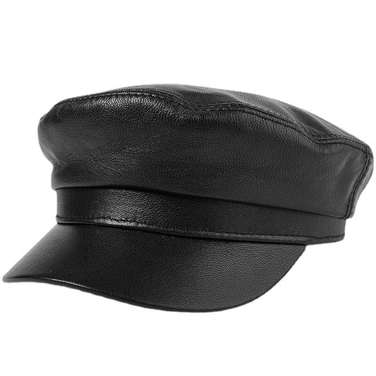 Genuine leather captain's cap for men