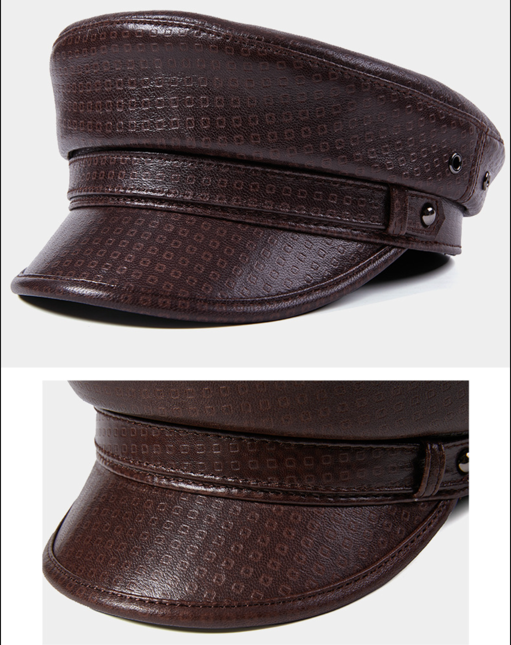 Genuine leather men's captain's cap