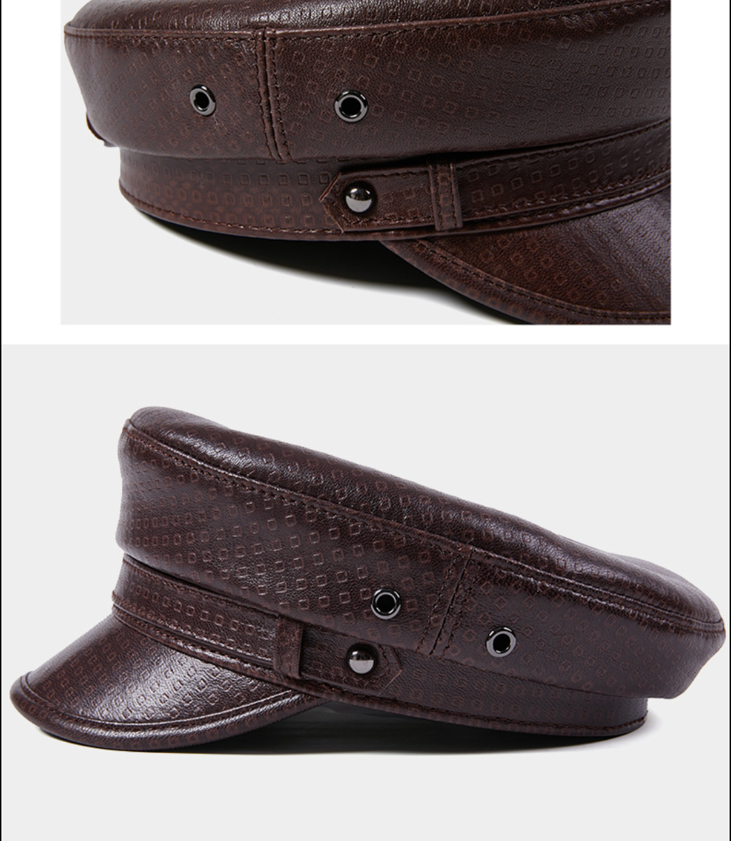 Genuine leather men's captain's cap