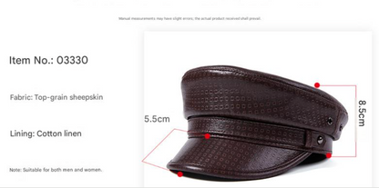 Genuine leather men's captain's cap