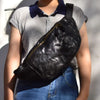 Genuine Leather Crossbody Bag Large Wrinkled Cowhide Sling for Travel