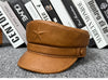 Men genuine leather captain's cap