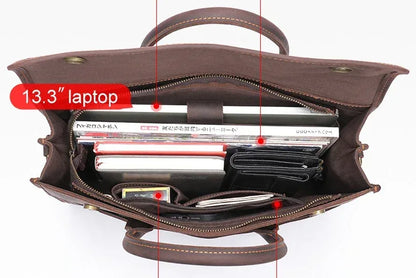 Men’s Leather Briefcase Slim 13.3 Inch Laptop Business Bag