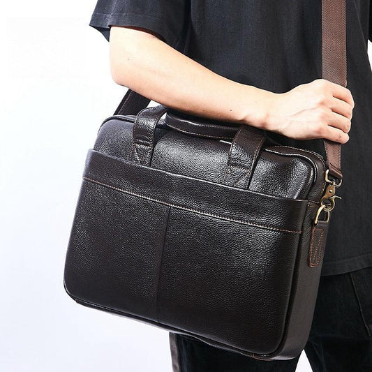Genuine Leather Office Bags for Men Cowhide Laptop Briefcase 5