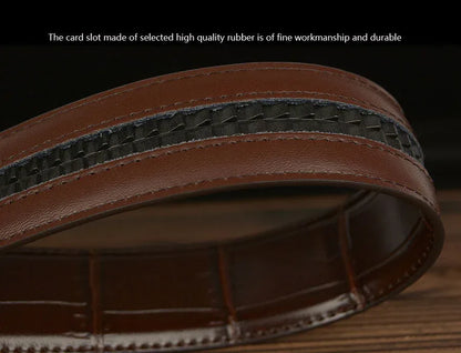 Men’s Croc Embossed Leather Belt with Wolf Buckle
