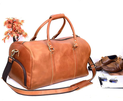 Leather Duffle Bag Large Genuine Cowhide Travel Holdall Style 2