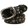 Studded Leather Belt with Skull and Bee Rivets 3 110