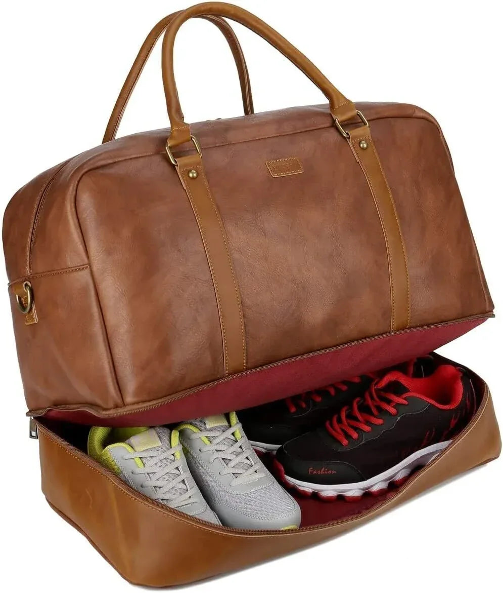 Men's Leather Weekender Bag Premium Cowhide Travel Companion