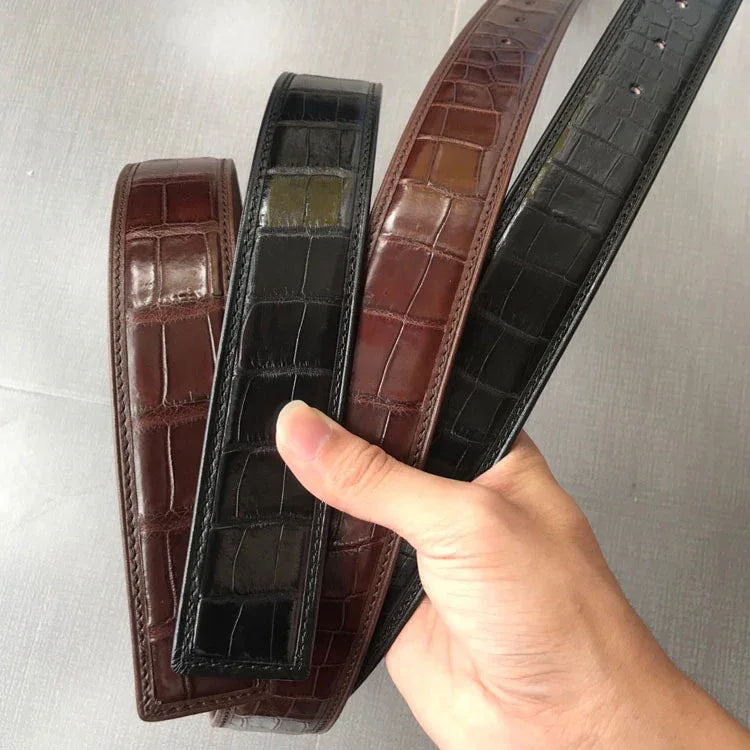 Men's Genuine Crocodile Leather Belt in Belly Skin