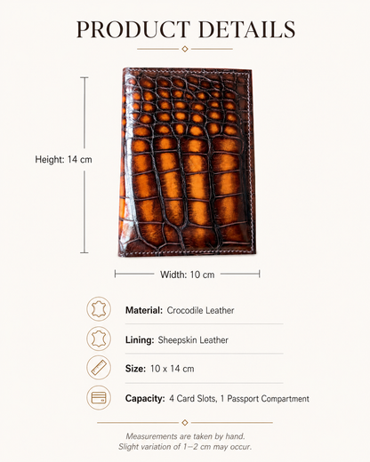 Genuine Crocodile Leather Passport Holder for Men