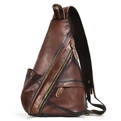 Genuine Leather Sling Backpack for Men