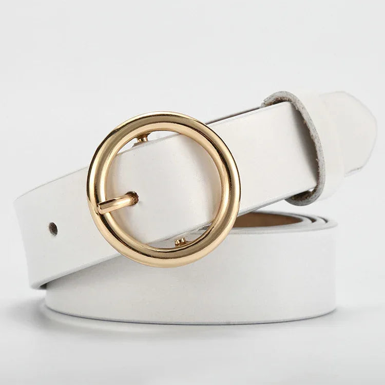 Women's genuine cowhide leather pin buckle belt 4 105 cms