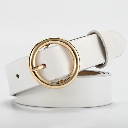 Women's genuine cowhide leather pin buckle belt 4 105 cms