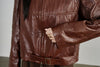 Genuine Leather Zip Up Women Jacket Brown Moto Biker Style