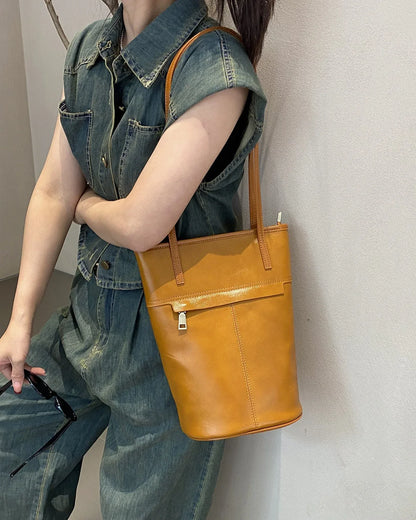 Women’s Leather Shoulder Bucket Purse 4