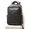Men’s Black Leather Laptop Backpack with Trolley Sleeve