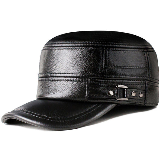 Genuine leather cap for men's with big brim 1 M