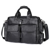 Genuine Leather Office Briefcase Laptop Bag with Trolley Sleeve for Men