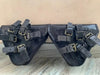 Leather Pannier Bags for Motorcycle with Buckle Straps