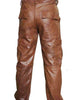 genuine leather pants mens vintage distressed cargo fit brown