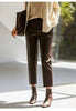 Women Leather Pants Brown High Waist