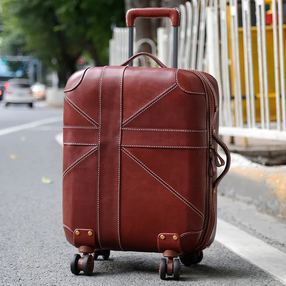 Genuine Leather 20 Inch Airline Cabin Trolley Bag Luggage 2