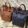 Minimalist leather tote bag for women work handbag Dark Brown