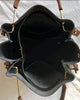 Black and brown leather tote bag genuine shoulder carryall