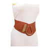 Adjustable wide waist belt faux leather women gold hook