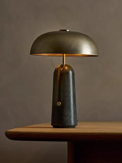 Black marble mushroom wabi sabi table lamp